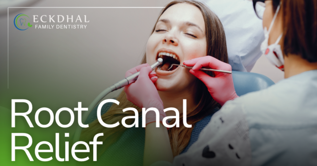 Root Canal Relief patient smiling receiving dental treatment